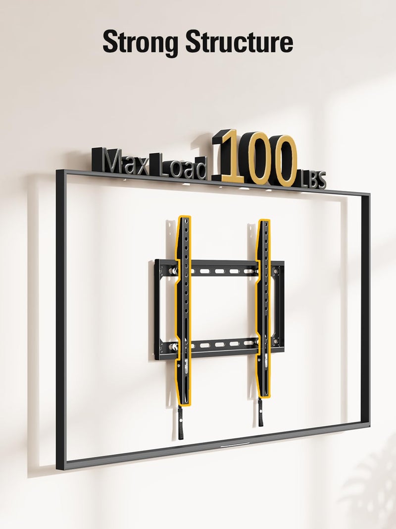 Mounting Dream TV Mount Fixed for Most 26-60 Inch LED, LCD and Plasma TVs, TV Wall Mount TVs Bracket up to VESA 400x400mm and 100 LBS Loading Capacity, Low Profile and Space Saving Flat Mount MD2361-K - Image 3
